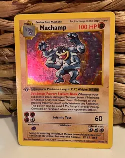 Machamp 1st Edition shadowless holo card - Image 1