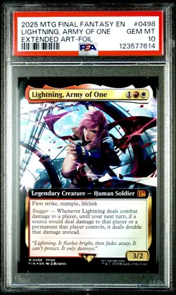 2025 MTG Final Fantasy LIGHTNING, ARMY OF ONE * Extended Art Foil * PSA 10 - Image 1