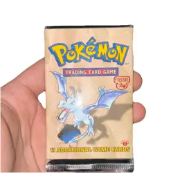 Pokemon TCG Fossil 1st Edition Booster Pack Opened Wizards Aerodactyl 11 Cards - Image 1