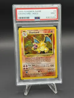 1999 POKEMON GAME #4 CHARIZARD HOLO BASE SET PSA 9 - Image 1