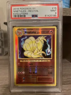 2016 POKEMON XY EVOLUTIONS #15 NINETALES-REVERSE FOIL PSA 9 - Image 1