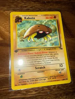 Pokemon TCG Kabuto Fossil 1st Edition Common - Image 1