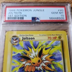 NON HOLO Pokemon Jolteon 20/64 Jungle 1st Edition Rare Regular 1999 PSA 10 - Image 3