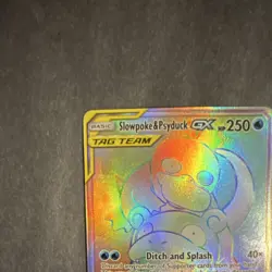 Pokemon Slowpoke & Psyduck GX TAG TEAM Secret Rare 239/236 Sm-Unified Minds Holo - Image 4