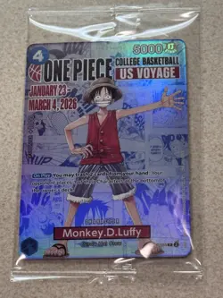 One Piece Monkey D. Luffy US Voyage College Basketball Promo Card (Sealed - New) - Image 1