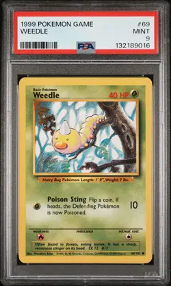 PSA 9 - Weedle - #69 - Base Set - Pokemon Card - Image 1