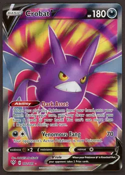 Pokemon Crobat V 182/189 Darkness Ablaze Sword & Shield FULL ART - Image 1