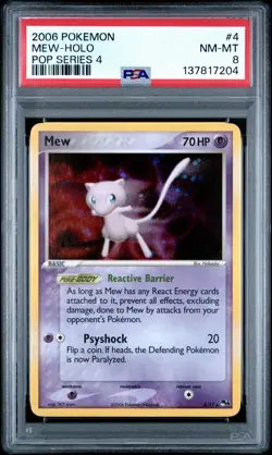 Pokemon 2006 Pop Series 4 MEW #4 PSA 8 Holo - Image 1