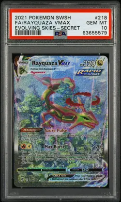 Pokemon 2021 Rayquaza VMAX 218/203 Alt Art Evolving Skies GEM MINT PSA 10 - Image 1