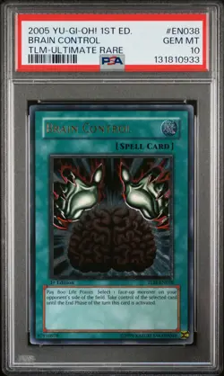 2005 YU-GI-OH! TLM-THE LOST MILLENNIUM 1ST ED-ULTIMATE RARE BRAIN CONTROL PSA 10 - Image 1