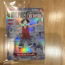 Bandai One Piece CCG Monkey.D.Luffy US Voyage Promo Full Art Holo Card 5000 - Image 1