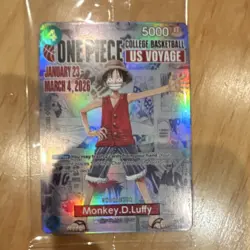 Bandai One Piece CCG Monkey.D.Luffy US Voyage Promo Full Art Foil Card 5000 - Image 1
