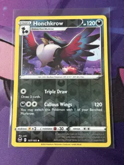 Honchkrow 107/195 - Reverse Holo - Silver Tempest - Pokemon TCG - Image 1