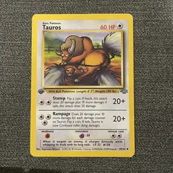 Tauros 47/64 Uncommon 1st Edition LP - Jungle WOTC Vintage Pokemon TCG - Image 1