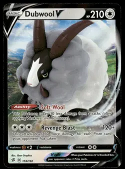 Pokemon Cards Dubwool V 153/192 Rebel Clash Holo Rare V NM - Image 1