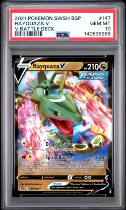 2021 POKEMON SWSH BLACK STAR PROMO V BATTLE DECK #147 RAYQUAZA V PSA 10 - Image 1
