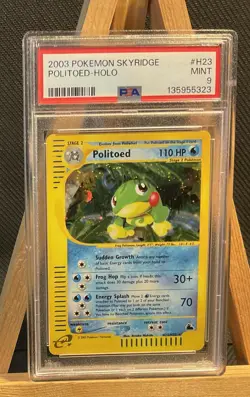 POLITOED Holo Rare #H23/H32 Pokemon Skyridge PSA 9 Half Swirl New Cert - Image 1