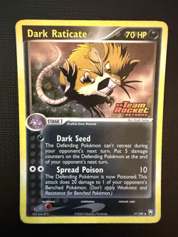 Dark Raticate EX Team Rocket Returns #17/109 Reverse Holo Stamped 2004 Pokemon - Image 1