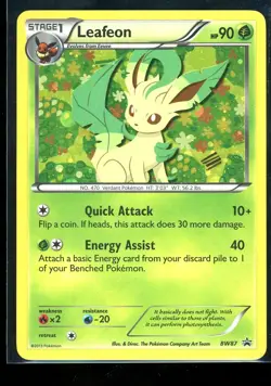 2013 Pokemon Leafeon BW87 Black & White Holo LP-/MP+ w/Swirl - Image 1