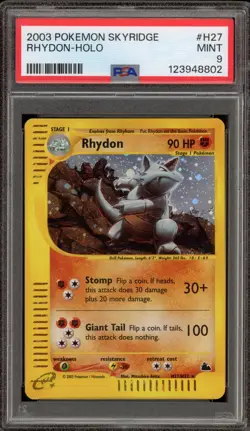 Pokemon Rhydon Skyridge Holo Rare #H27 PSA 9 Mint - Image 1