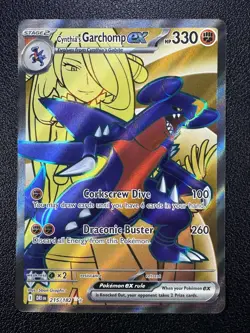 Pokemon: Cynthia's Garchomp ex Ultra Rare Full Art Holo 215/182 Destined Rivals - Image 1