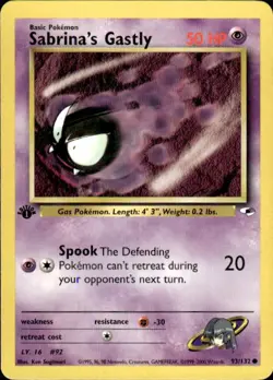 Pokemon Sabrina's Gastly 1st edition Gym Heroes 093/132 Light Play LP+ or Better - Image 1