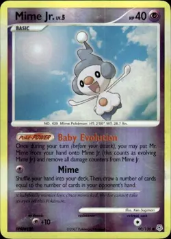Pokemon Reverse Holo Mime Jr. Diamond and Pearl 90/130 Light Play LP - Image 1