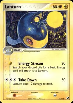 Pokemon Lanturn Unseen Forces 40/115 Light Play LP+ or Better - Image 1