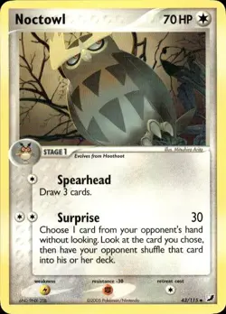 Pokemon Noctowl Unseen Forces 43/115 Light Play LP+ or Better - Image 1