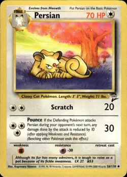 Pokemon Persian Base Set 2 056/130 Light Play LP+ or Better - Image 1