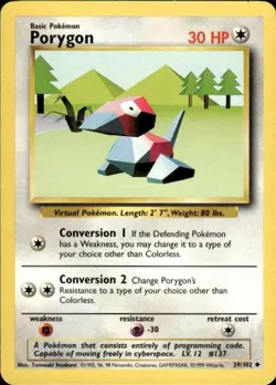 Pokemon Porygon Base Set 039/102 Light Play LP+ or Better - Image 1