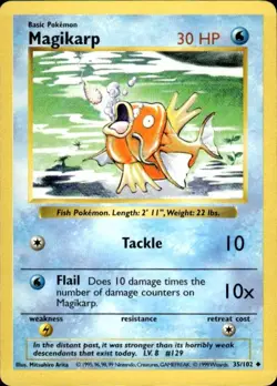 Pokemon Magikarp Base Set (Shadowless) 035/102 Light Play LP+ or Better - Image 1