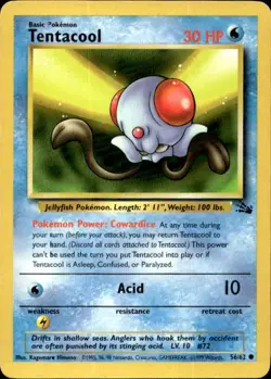 Pokemon Tentacool Fossil 56/62 Light Play LP+ or Better - Image 1