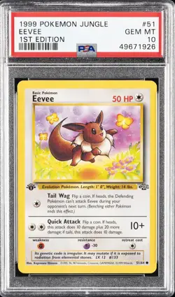 1999 POKEMON JUNGLE 1ST ED #51 EEVEE PSA 10 - Image 1