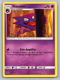 Haunter 37/111 Crimson Invasion Pokemon Card Psychic Type Stage 1 Pain Amplifier - Image 1