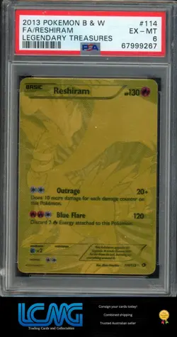 2013 Pokemon Black White Legendary Treasures Reshiram Full Art #114/113 PSA 6 - Image 1