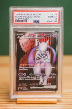 2025 POKEMON JPN SV10-GLORY OF TEAM ROCKET #114 TEAM ROCKET'S MEWTWO EX PSA 10 - Image 1