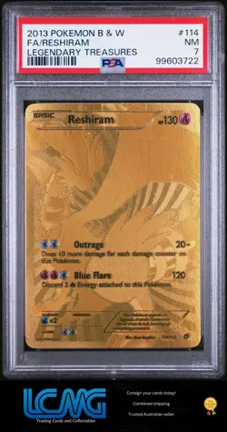 2013 Pokemon Black White Legendary Treasures Reshiram Full Art #114/113 PSA 7 - Image 1