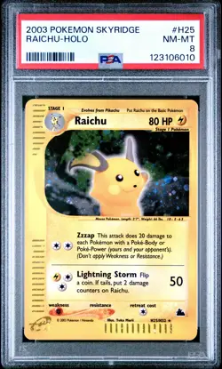 2003 POKEMON SKYRIDGE #H25 RAICHU-HOLO PSA 8 - Image 1