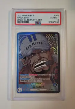 One Piece TCG Sakazuki OP05-041 Leader Alternate Art PSA 10 - Image 1