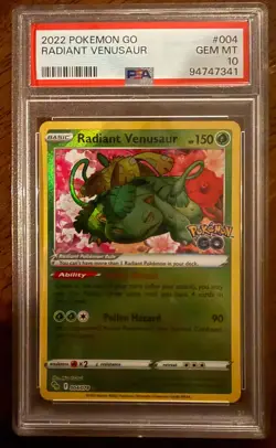 2022 Pokemon SWSH Pokemon GO Radiant Venusaur #004 PSA 10 - Image 1