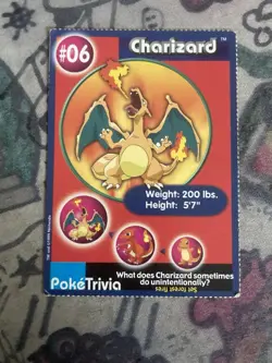 Charizard #6 Pokemon Burger King 1999 PokeTrivia Movie Card Original 151 - Image 1