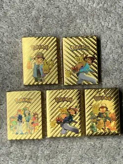 5 Brand New 55 PCS Gold Foil Fan Art Cards Pack Charizard,Greninja,Pikachu+More! - Image 1