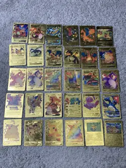 5 Brand New 55 PCS Gold Foil Fan Art Cards Pack Charizard,Greninja,Pikachu+More! - Image 2