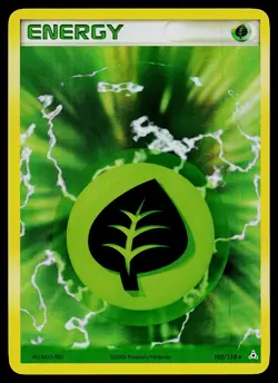 Pokemon Card - Grass Energy Holon Phantoms 105/110 Holo Rare - Image 1