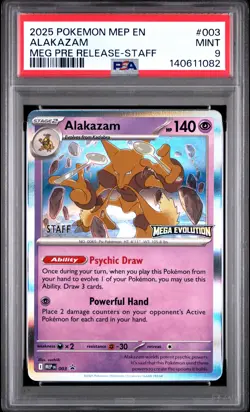 2025 POKEMON MEP EN-ME BLACK STAR PROMO #003 ALAKAZAM PSA 9 - Image 1
