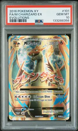 2016 POKEMON XY EVOLUTIONS #101 FULL ART/M CHARIZARD EX PSA 10 - Image 1