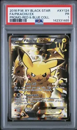 2016 POKEMON XY BLACK STAR PROMO #XY124 FA/PIKACHU EX PSA 1 - Image 1