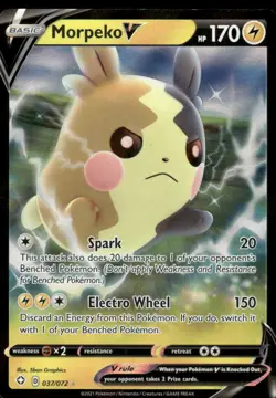 Pokemon Cards Morpeko V 037/072 Shining Fates Holo Rare V NM - Image 1