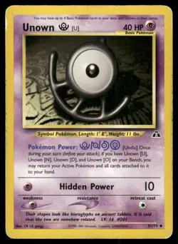 Pokemon Tcg Unown U #51 Pokemon Neo Discovery MP - Image 1